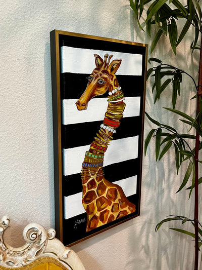 Original Framed Painting Titled "Giraffe Stack II"