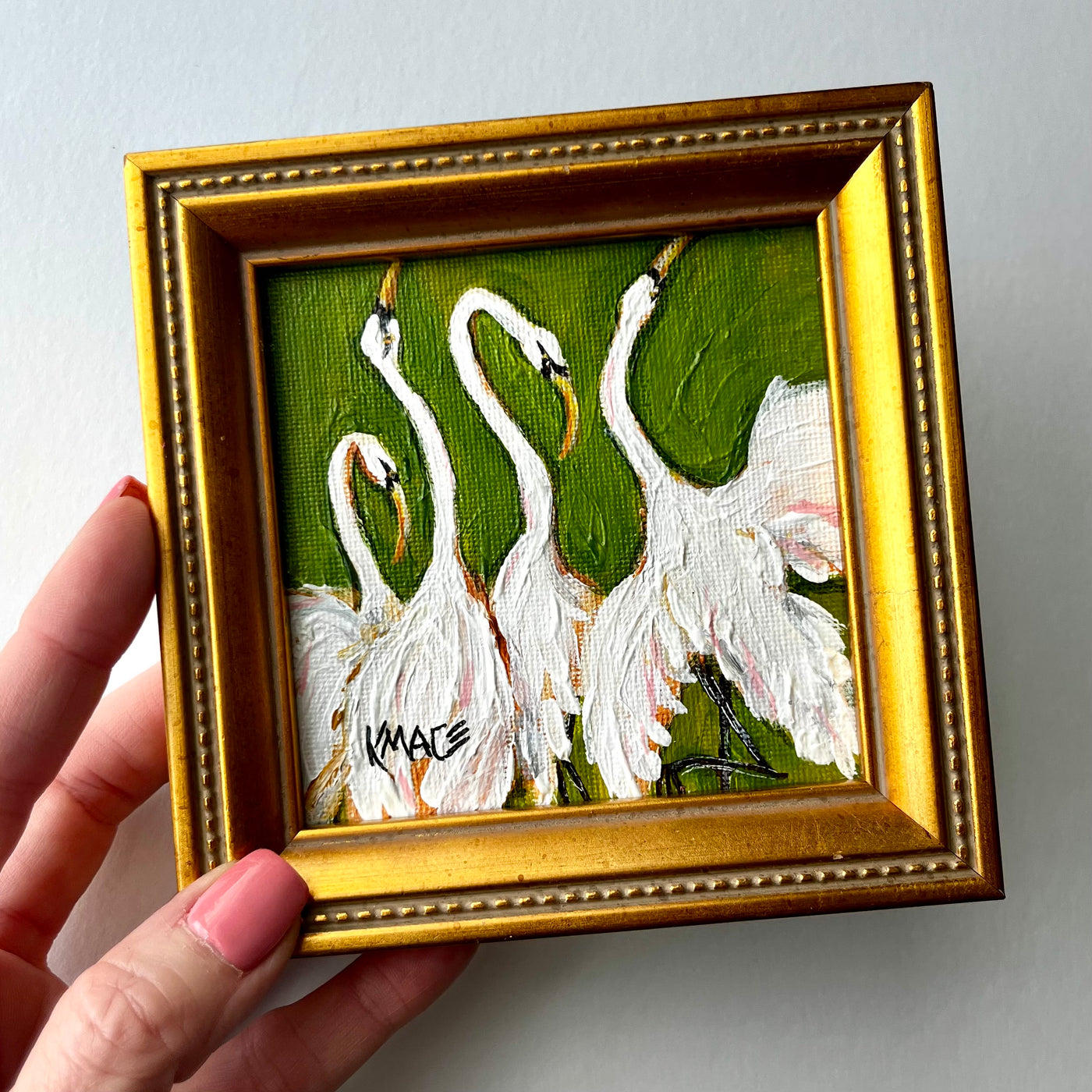 Original Framed Painting - "Haute Herons" (Olive)