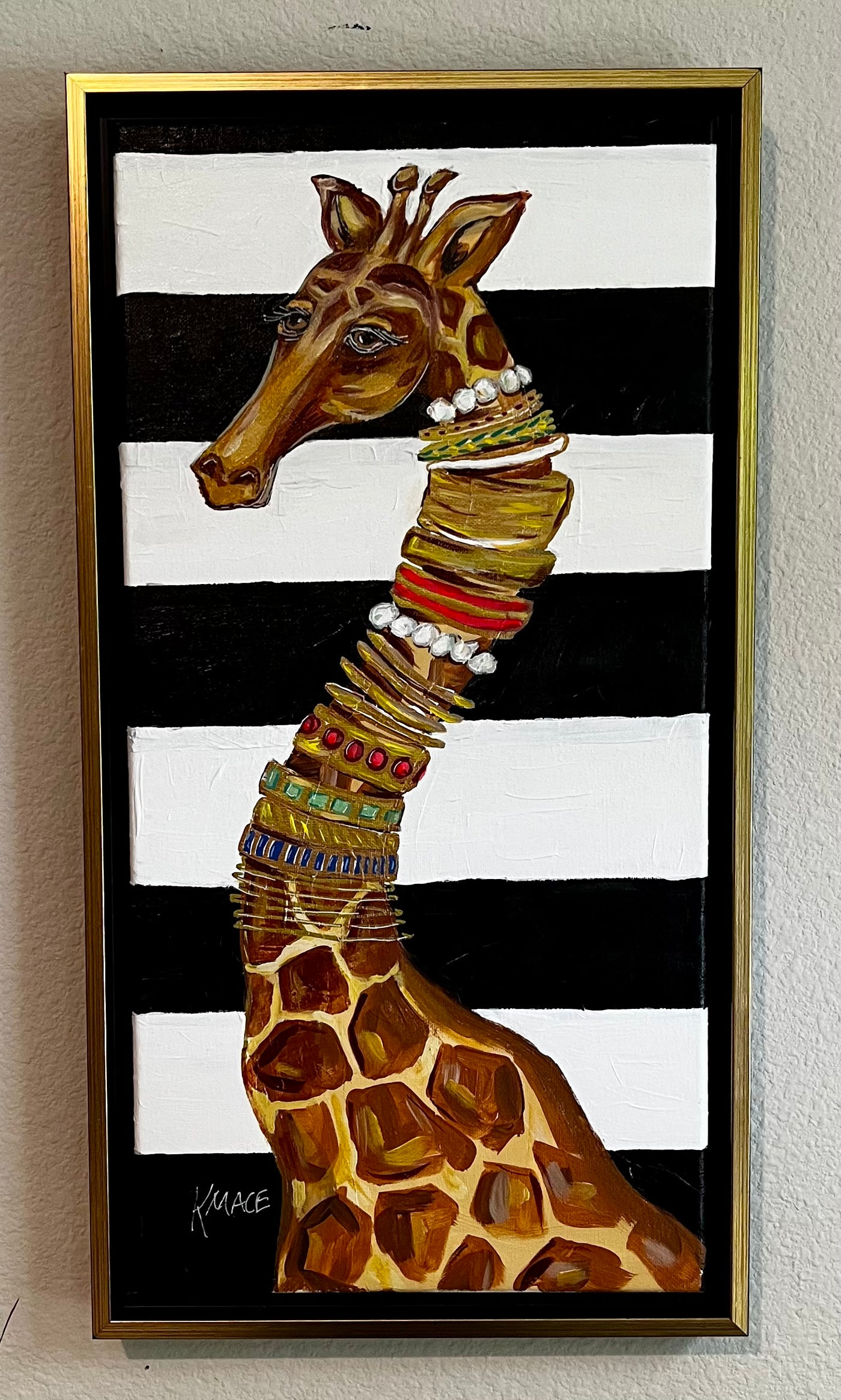 Original Framed Painting Titled "Giraffe Stack II"