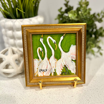 Original Framed Painting - "Haute Herons" (Olive)
