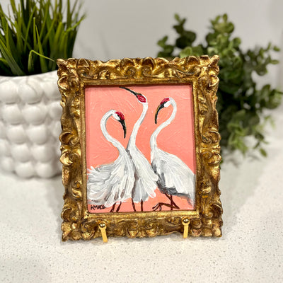 Original Framed Painting - "Haute Herons I" (Pink)