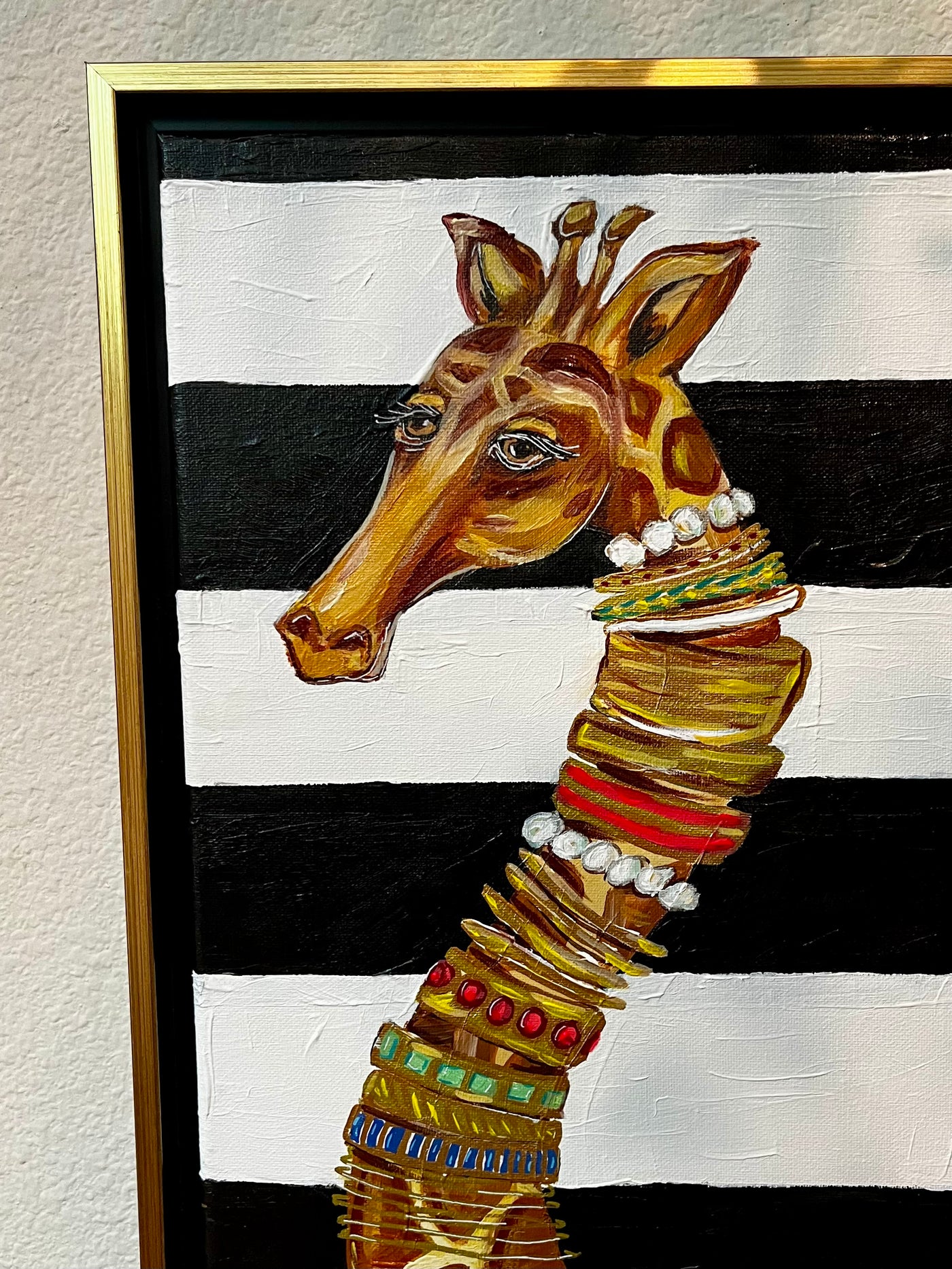Original Framed Painting Titled "Giraffe Stack II"