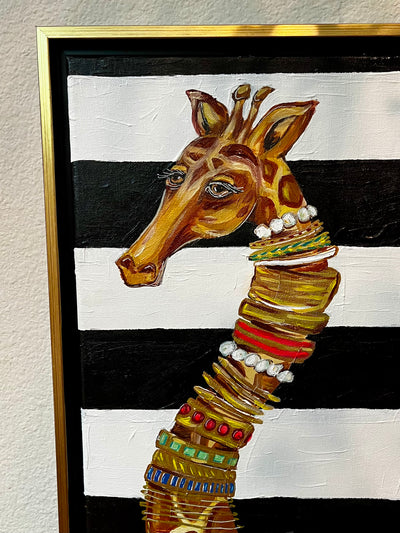 Original Framed Painting Titled "Giraffe Stack II"