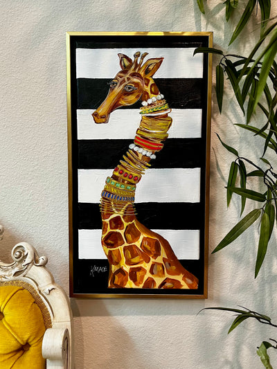 Original Framed Painting Titled "Giraffe Stack II"